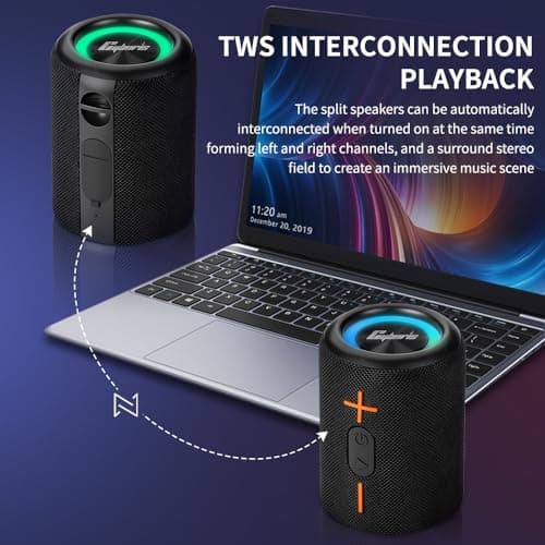 CYBORIS 2 in 1 Portable Splittable Bluetooth Speaker, Waterproof Split Wireless Speaker Bluetooth V5.3 with 20W Loud Stereo Sound, 24H Playtime, True Wireless Pairing for Home, Outdoor or Travel — view 3