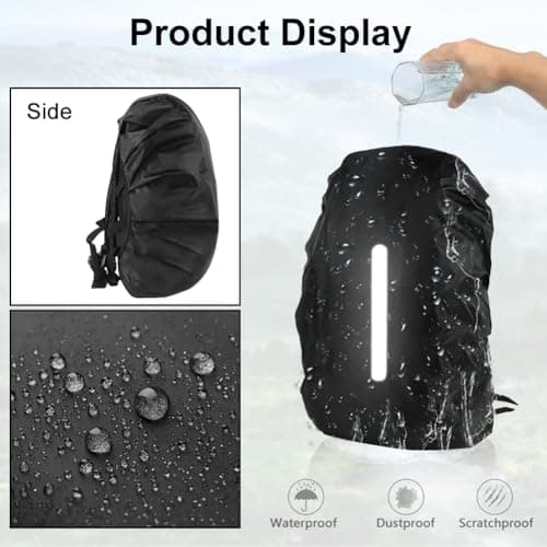 flintronic Waterproof Rain Cover for Backpack, 2 Pack Reflective Rucksack Cover, Backpack Waterproof Cover, Anti-dust, Foldablefor Hiking Camping Traveling Cycling, S — view 5