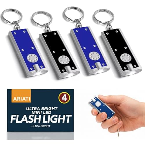 4-Pack Mini LED Keychain Flashlights | Compact and Bright Pocket Torch with Key Chain & Built-In Batteries | Keyring Mini Torch LED Light for Camping Outdoor Adventures, Emergencies & Everyday Use