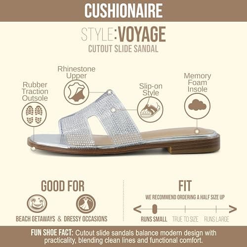 CUSHIONAIRE Women's Travel Slide Sandal + Memory Foam Wide Width Available, Beautify Clear, 8.5 UK — view 4