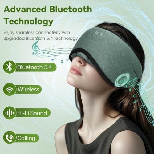 MUSICOZY Organic Bamboo Cotton Sleep Mask Headphones, 100% Blackout — view 6