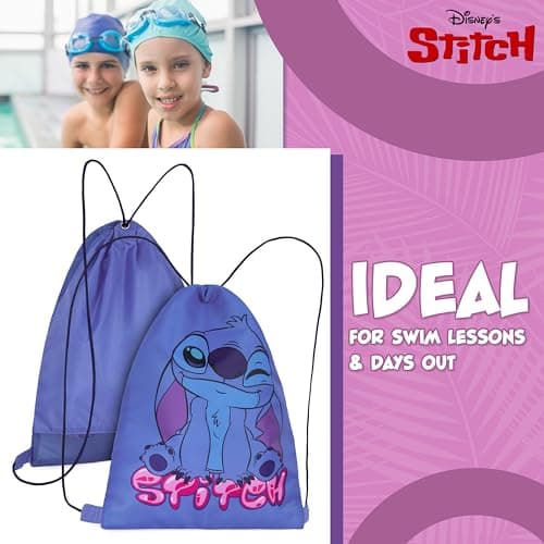 Disney Stitch Drawstring Bags for Kids Swimming Bag Spiderman String Backpack School PE Kit Travel Beach Holiday Sports Gym (Blue Stitch) — view 4