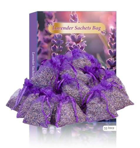 YTIan 20 Pack Lavender Sachets for Wardrobes, Drawers & Cars – Natural Dried Lavender Bags for Moth Repellent & Long-Lasting Freshness