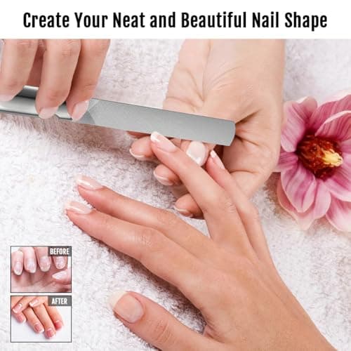 AUYAO 2Pcs Stainless Steel Nail File Professional Nail File, Double-Sided Buffing Nail Files Nail Trimmer with Non-Slip Handle, Tool for Unisex Nails Foot Hand Home Salon Travel — view 6