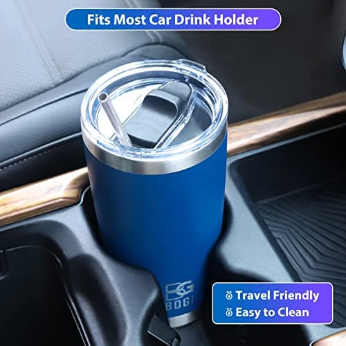 BOGI Tumbler, 20 oz Insulated Tumbler with Straw and Lids,Leakproof Coffee Cup Travel Mug,Double Wall Vacuum Stainless Steel Tumbler Durable Thermal Cup Keep Cold and Hot Drinks Ideal Gifts | Nblue — view 6