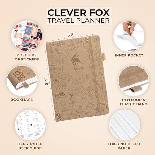 Clever Fox Travel Journal, Vacation Planner Organizer A5 Sandstone — view 2