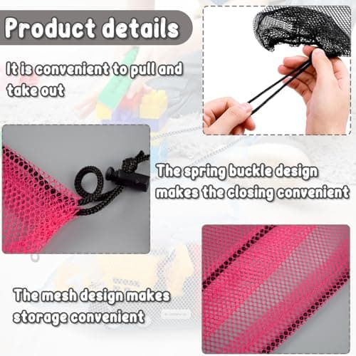 10 PCS Mesh Drawstring Bags, Nylon Mesh Storage Bags for Toys, Swimming, Beach, Travel, Laundry - Durable, Multi-Colored, Lightweight — view 3
