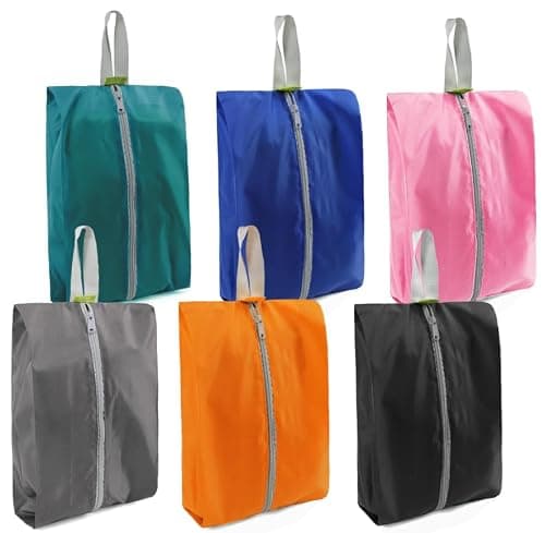 BeeGreen 6 Packs Shoe Organizer Shoe Bags For Travel with Zipper Closure, Shoe Storage Organizer with Handle Travel Bags, Black, Marx Green, White Blue, Orange, Coral Powder, Gray, Black, Marx Green,