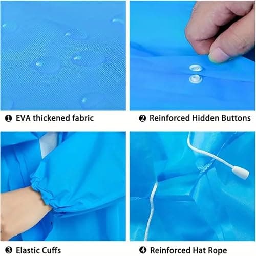 Boolavard 4pcs Heavy-Duty Plastic Rain Ponchos for Adults - Reusable Full-Coverage Hooded Poncho with Drawstring, Unisex Family Pack for Outdoor, Travel — view 5