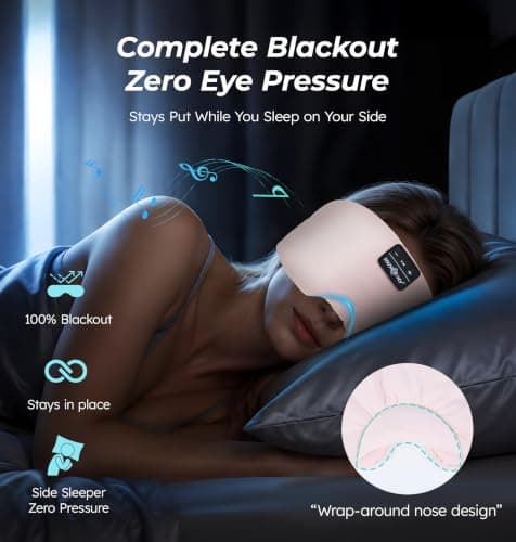 MUSICOZY Sleep Mask Headphones 100% Blackout Ice Silk Sleep Headphones — view 3