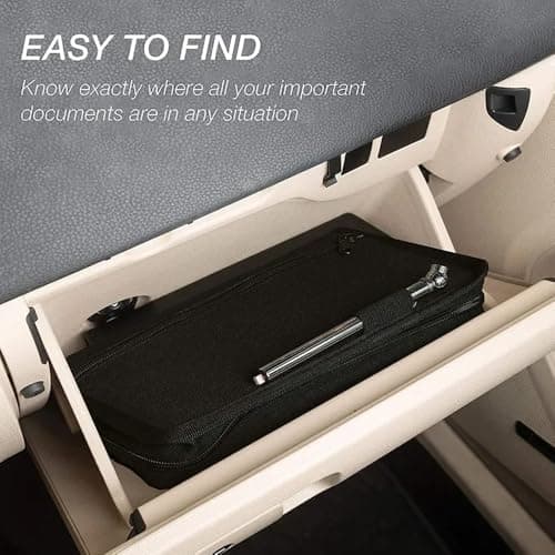 YDHfdc Car Document Holder Glove Box Organiser A5 Document Holder Multi-Pocket Oxford Fabric Document Organiser with Zipper for Glove Box,Registration,Driving Licence,Insurance,Manuals — view 6