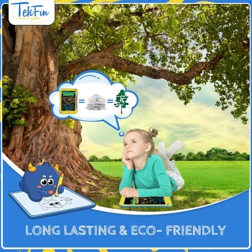 TEKFUN Kids Toys for 3 4 5 6 Years Old Boys Girls Gifts, 8.5 Inch LCD Writing Tablet Kids Drawing Board, Educational Travel Toys Boy Girl Birthday & Easter Gifts Age 3-8 (Blue Yellow) — view 5