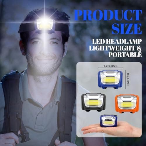 Macarrie 30 Pack LED Headlamps Bulk, Ipx4 Waterproof 3 Modes, Orange — view 2