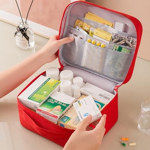 Bncxdc 3 Pieces First Aid Bag Empty, Medicine Travel Storage Bag (Pink) — view 3