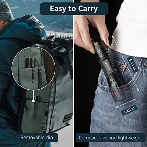 Lepro LED Torch with Clip, AAA Battery Powered Super Bright Flashlight — view 6
