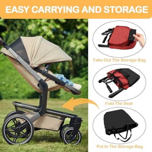 Surplex Folding Baby Hook On Seat, Fast Table Chair, Kids Removable Seat Cushion Portable & Foldable Dining Feeding Chairs, Easy Hook on Table Highchair for Travel & Home with Carry Bag, Red — view 4