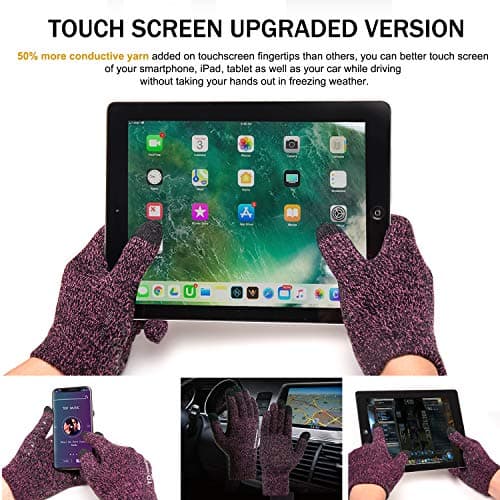 Gloves Women, TRENDOUX Touch Screen Glove Ladies Men Unisex Typing Phone - Wool Lining - Elastic Cuff - Anti-slip Grip - Premium Thin Thermal Windproof Glove for Outdoor Driving Dog Walking - Rose - L — view 2