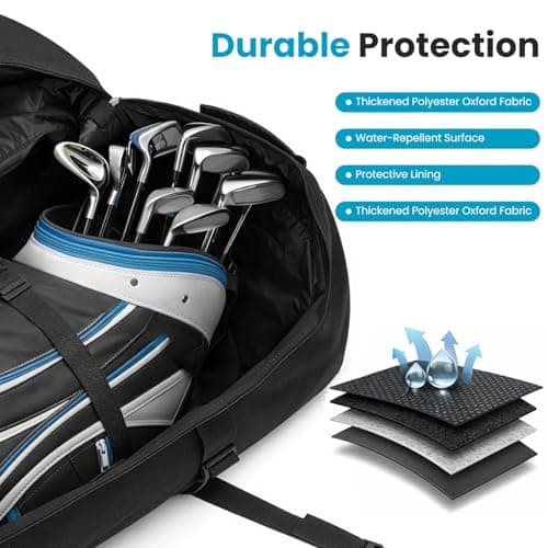 Golf Travel Bag with Wheels Heavy Duty 900D Oxford Wear-Resistant waterproof golf bag golf travel bag support rod Premium Golf Flight Bag to Protect Clubs for Airline High Performance Padded Golf — view 3