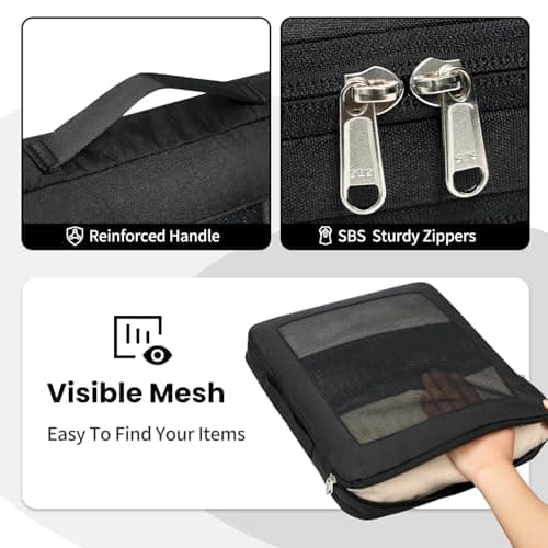 Prezon Compression Packing Cubes for Carry on Luggage, Full Open & Mesh Visible Design, 6 Set Expandable Travel Packing Organizer with Laundry Bag and Shoe bag for Vacation, Camping, Business — view 5