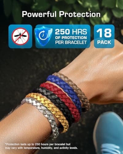 Active Era Mosquito Repellent Bracelet [18 Pack], Insect Midge & Mosquito Bands - Powerful DEET Free Formula - Waterproof with 250 Hours / 10 Days of Protection (Solid Colour - 18 Pack) — view 2