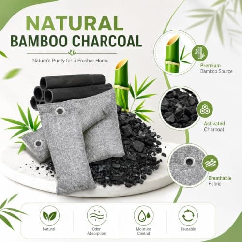 Bamboo Activated Charcoal Odor Absorber Bags, 1200g 16 Pack (16×75g) — view 5