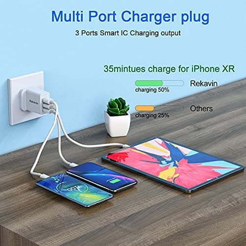 USB Plug,Multi USB Plug Adaptor UK 5V/3A for iPhone Charger Head,Multiple Port Dual Charging Adapter UK Triple Way 3 Pin Double Main Charge for iPhone 16 15 14 13 12 11 X XR XS 8 7 6 6S 5 5S SE,iPad — view 4