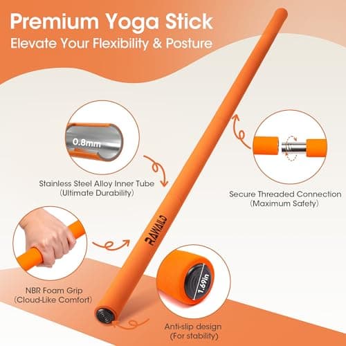Rawaild Yoga Stick, Upgraded 5ft Sturdy Steel Mobility Stick, Adjustable Exercise Equipment for Stretching, Flexibility & Balance, Physical Therapy & Posture Correction, Shoulder & Back Relaxation — view 4