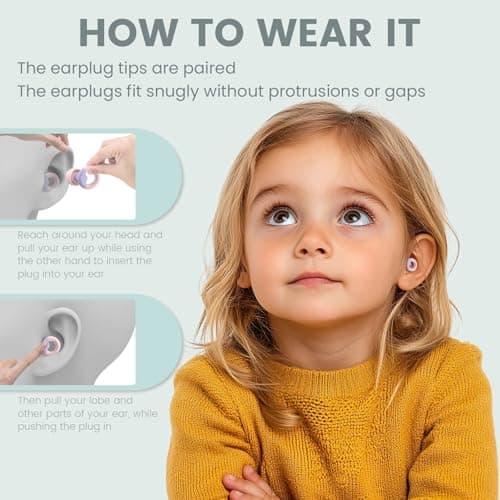 JUSTRVN Kids Ear Plugs(6+yrs)-2 Pairs of Reusable Noise Reduction Earplugs for Small Canal With 6 Tips,Soft Silicone Earplugs for Sleeping,Focus,Travel,Socializing,Concert&Hearing Protection 25dB-30dB — view 6