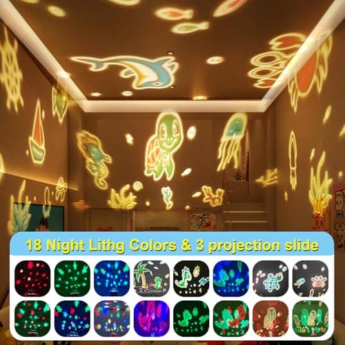 Baby Night Light Projector, Dinosaur Night Light for Kids with 3 Projection Theme 360°Rotate Baby Night Lamp with Remote Timer, Party Decor Dinosaur Toys for Boys Birthday Gifts Xmas Stocking Fillers — view 2