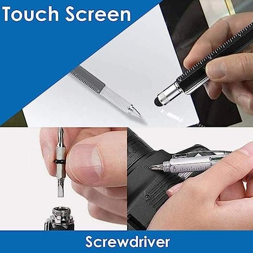 Playcrate 6 in 1 Multi Tool Ballpoint Pen 5 Pack Stocking Filler Gift Pen for Men Stocking Filler- Screwdriver Pen Ruler Stylus Spirit Level — view 3