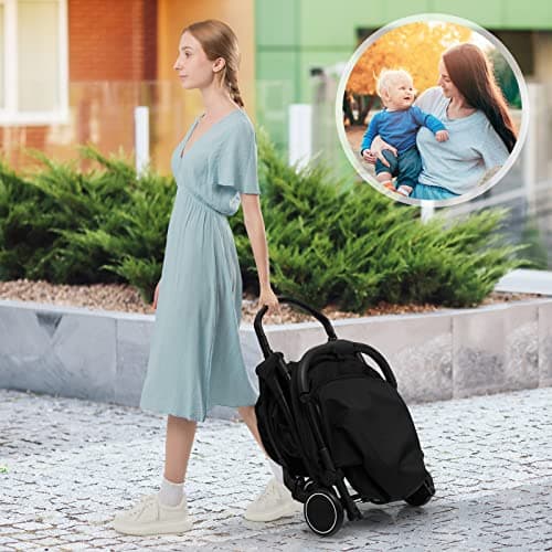 Maxmass Baby Stroller, One Hand Folding Toddler Pushchair with 5-Point Safety Belt, Seat Cover, Backrest, Footrest, Infant Travel Pram Baby Trolley Lightweight Buggy for 0-36 Months Old (Black) — view 5