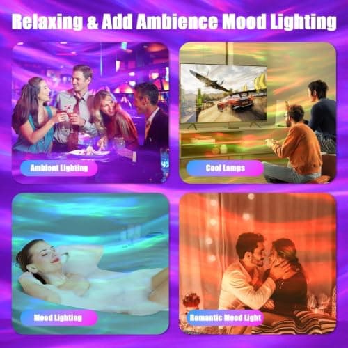 ZuzongBaoYou 16 Colour LED Ripple Projector Lamp with Remote Control, Dimmable Ambient Mood Light, 360° Wave Effect Night Light for Bedroom, Living Room, Parties & Home Décor — view 6