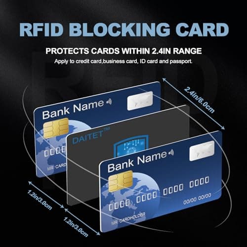 DAITET RFID and NFC Blocking Cards for Men & Women, Fuss-Free Protection for Entire Wallet Shield, Slim Contactless Bank Debit Credit Card Passport Protector Blocker Set, Black 4Pack, Minimalist — view 5