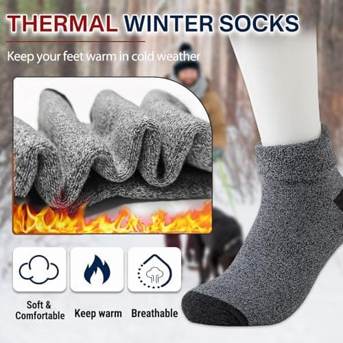 Hocerlu Thermal Socks for Men, 5 Pairs Thick Cushioned Winter Warm Boot Socks for Walking Hiking Trekking Outdoor Activities Everyday Wear, UK 6-11. — view 2