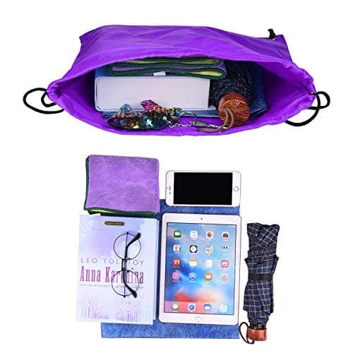 FEPITO 2/12/15 Pack Drawstring Backpack Bags Sack Cinch Bag String Backpack for Gym Traveling (12, Purple) — view 4