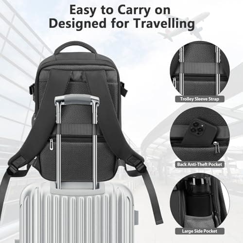 OTAHGK Cabin Bags 40×30×20 for Ryanair Underseat Carry-ons Travel Backpack Hand Luggage Bag Flight Rucksack Casual Daypack School Office Backpack Fit 14 Inch Laptop with USB Charging Port-Black — view 5