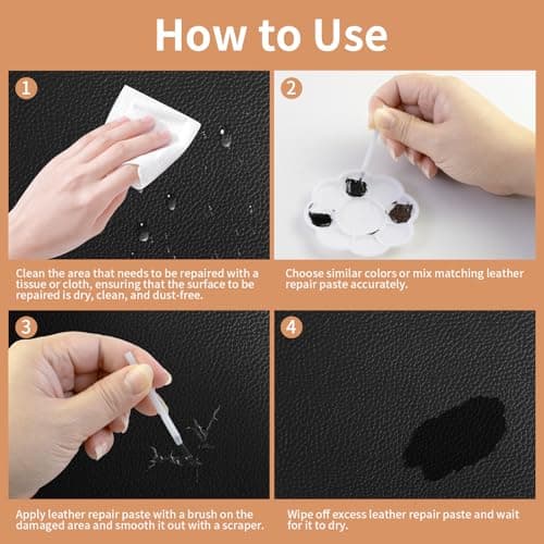 4PCS Leather Repair Kit Black Brown Vinyl Repair Kit Leather Filler Repair — view 5