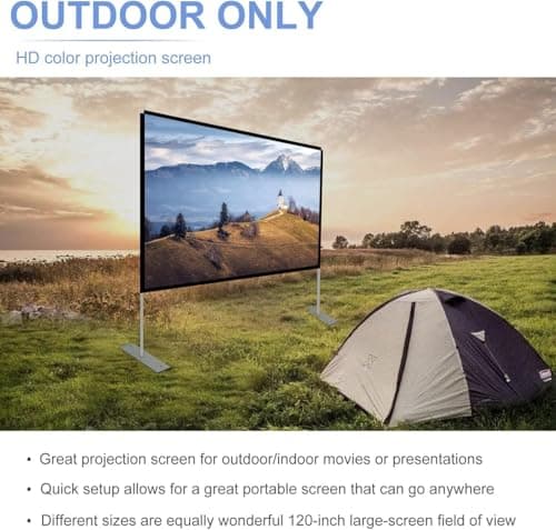 Projector Screen with Stand 16:9 HD 4K Outdoor Indoor Projection Screen for Home Theater 3D Fast-Folding Projector Screen with Stand Legs and Carry Bag Projection Movie Wrinkle-Free (120inch) — view 5