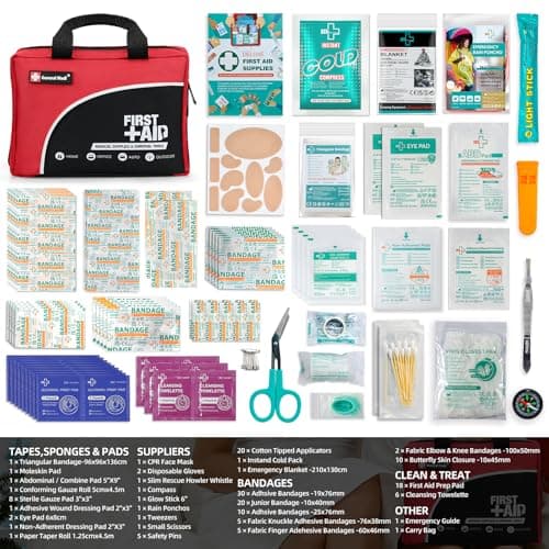 General Medi 160 Piece Premium First Aid Kit Bag - Includes Cold (Ice) Pack, Emergency Blanket for Travel, Home, Office, Car, Camping, Workplace (Red) — view 2