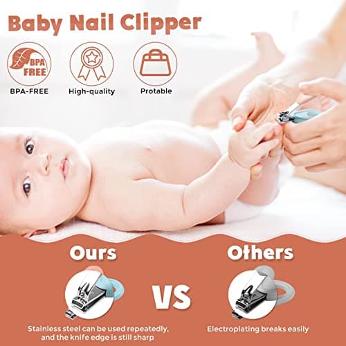 Baby Nail Clippers Set with Cute Case, Infant Fingernail and Toenail File Kit for Newborn Manicure and Pedicure, New Mom Grooming Gift — view 4