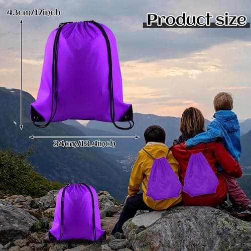 PLULON Purple Drawstring Bags Drawstring Backpack Bulk, String Backpack Cinch Sack Sport Gym Bags for Yoga Traveling Outdoor Sports — view 2