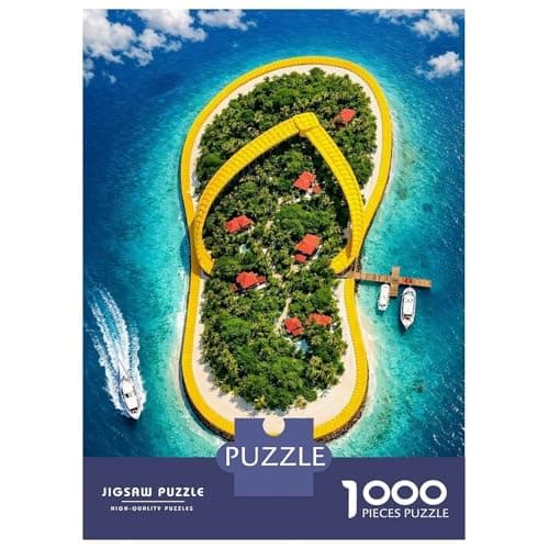 Flip-flop Shaped Island Resort Jigsaw Puzzle 1000 Pieces, Romantic City Break Scene, Matte Printed Jigsaw for Travel Lovers, Screen-Free Fun, 52x38cm/1000pcs — view 2