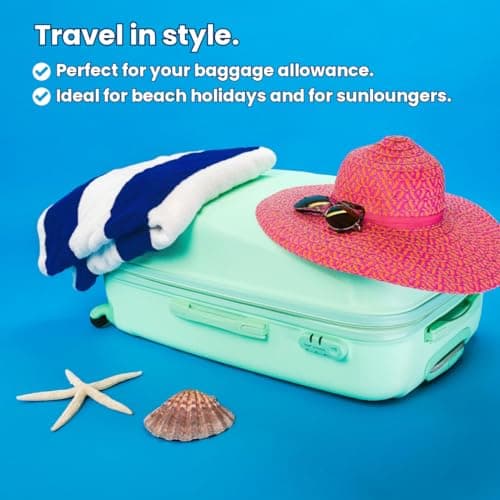 Allure Luxury Cabana Stripe Extra Large Beach Towel 100 x 180cm – 100% Cotton Travel Towel, Super Soft, Absorbent & Lightweight Pool Towel (Blue) — view 6