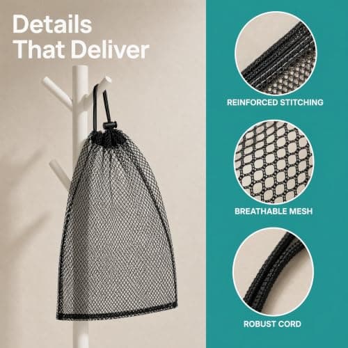 Qukkubiv 10Pcs Mesh Drawstring Bag, 30x40cm Large Net Beach Storage Bag — view 4