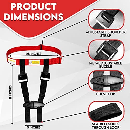 Child Airplane Safety Travel Harness, Upgraded with Metal Buckle, The Safety Restraint System Will Protect Your Child from The unsuspected. - Airplane Kid Travel Accessories for Aviation Travel Use — view 2