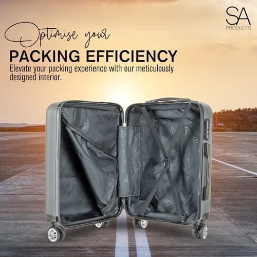 SA Products Cabin Suitcase - 34L Carry On Hard Shell Bag - 55x40x20 - Grey — view 6
