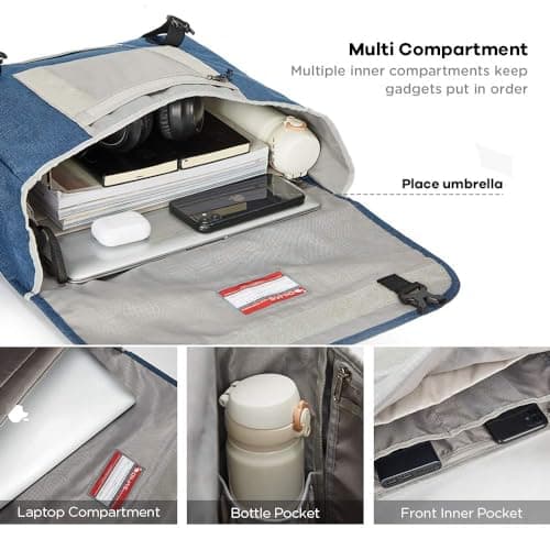 OIWAS Messenger Bags for Men, 15.6 Inch Satchel Bag Men Bag Shoulder Bag Laptop School Travel Work Blue — view 4
