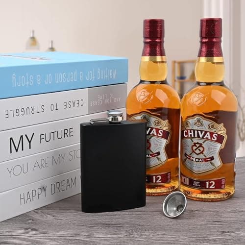6 Pack Hip Flask for Men, 8 oz Portable Pocket Hip Flasks, Stainless Steel Leakproof Flasks with Funnel, Matte Black Liquor Flask for Groomsmen, Women, Camping, Hiking, Outdoor Activitie — view 4