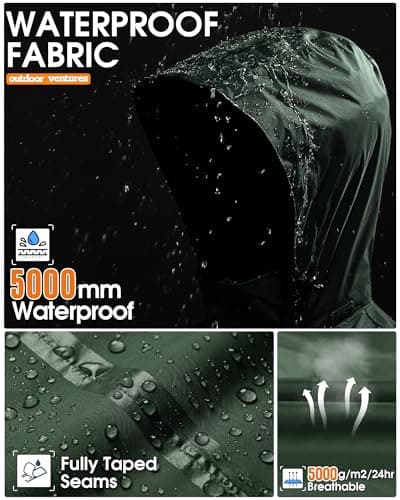 Outdoor Ventures Men's Waterproof Jackets Lightweight Windproof Raincoat — view 4