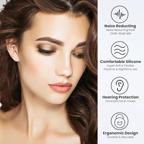 JUSTRVN Earplugs for Sleeping,Noise Reduction Soft Silicone Ear plugs with 7 Pairs Ear Tips&One Connection Cord,Hearing Protection Reusable Earplugs for Sleeping,Concert,Work&Sound Reduction 25dB-30db — view 4